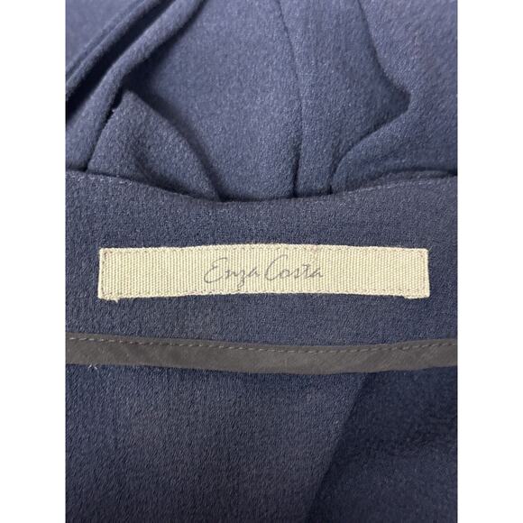 Enza Costa Jumpsuit 2 / US Medium Womens Blue Crepe Wrap Front Wide Leg - Picture 7 of 8